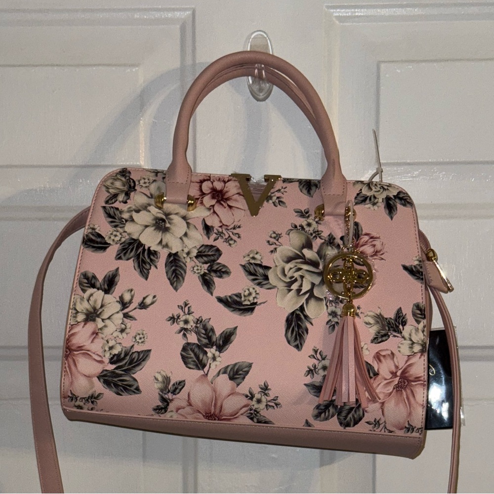 Floral Pink Satchel Crossbody Purse